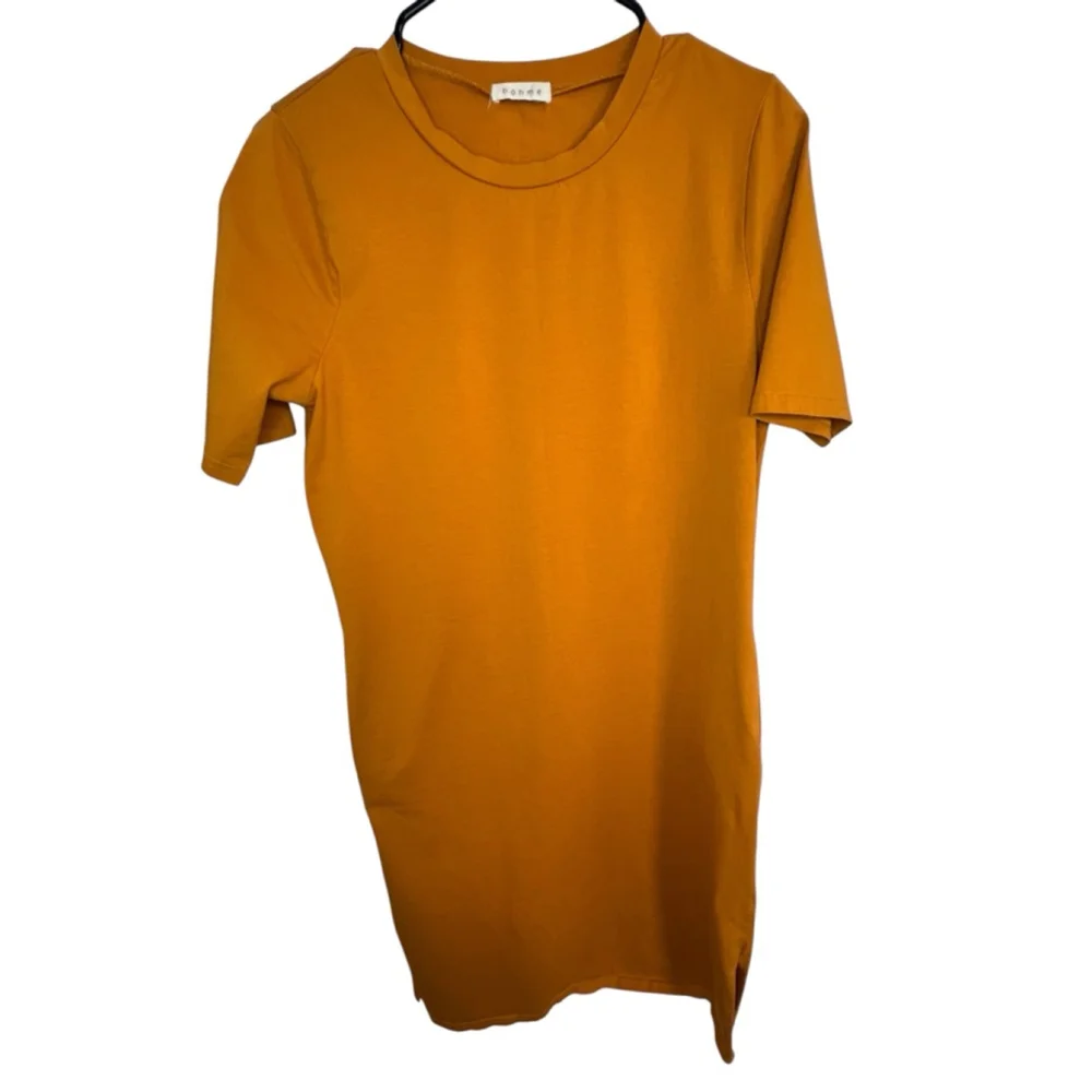 Bohme Mustard Yellow Short Sleeve Basic T-Shirt Midi Dress - Picture 2 of 6